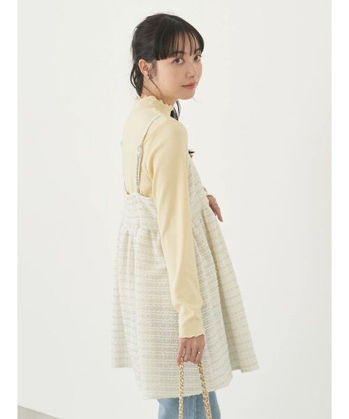 earth music&ecology（アースミュージックアンドエコロジー）の「ツイードキャミチュニック（チュニック・レディース・アイボリー/ブラック/ブルー・FREE）」の18枚目の写真