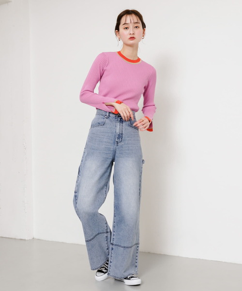 SENSE OF PLACE by URBAN RESEARCH（センスオブプレイスバイアーバンリサーチ）の「バイカラーコンパクトセーター（ニット/セーター・レディース・アイボリー/ピンク/グレー/ブラック・ONE）」の10枚目の写真