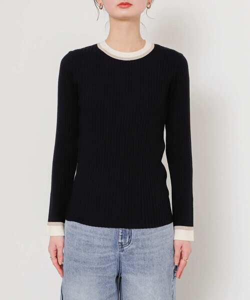 SENSE OF PLACE by URBAN RESEARCH（センスオブプレイスバイアーバンリサーチ）の「バイカラーコンパクトセーター（ニット/セーター・レディース・アイボリー/ピンク/グレー/ブラック・ONE）」の11枚目の写真