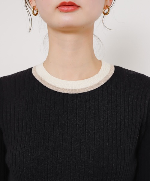 SENSE OF PLACE by URBAN RESEARCH（センスオブプレイスバイアーバンリサーチ）の「バイカラーコンパクトセーター（ニット/セーター・レディース・アイボリー/ピンク/グレー/ブラック・ONE）」の14枚目の写真