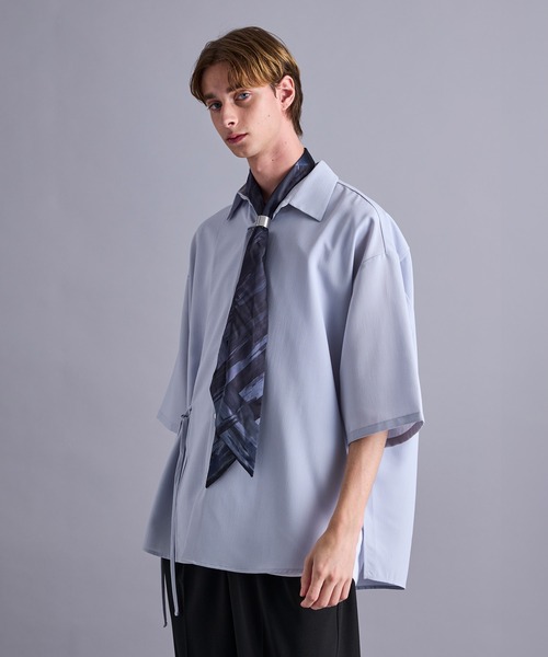 JUNRED（ジュンレッド）の「【 追加生産 】リング付きナロースカーフ（バンダナ/スカーフ・メンズ・ブラック/グレー・FREE）」の2枚目の写真