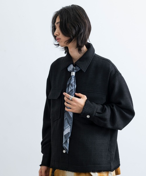 JUNRED（ジュンレッド）の「【 追加生産 】リング付きナロースカーフ（バンダナ/スカーフ・メンズ・ブラック/グレー・FREE）」の3枚目の写真