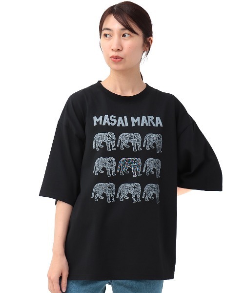 チヒロ　プリントTシャツ GLOBAL WORK tシャツ ヘビロッTEEフリルプリント半袖/325970