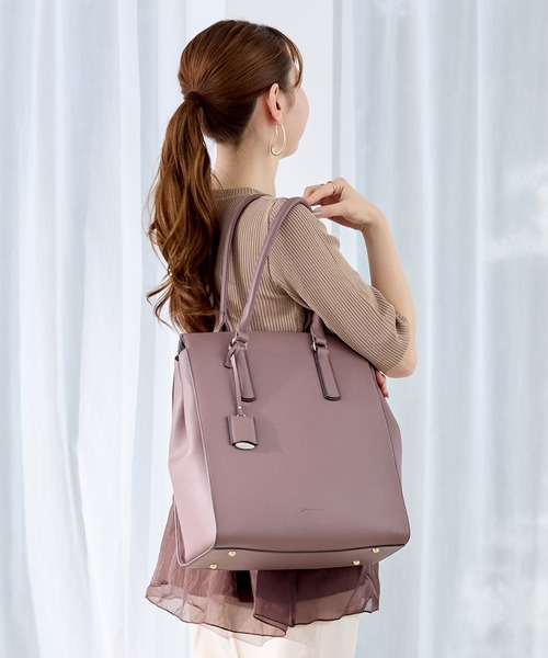 Jewelna Rose（ジュエルナローズ）の「【PCケース付・A4収納】 OLバッグ エト トートバッグ 縦型 11932（ビジネスバッグ・レディース・チャコールグレー/ブラック/グレイッシュベージュ/ピンクベージュ/ライトグレー/スモークピンク・FREE）」の20枚目の写真