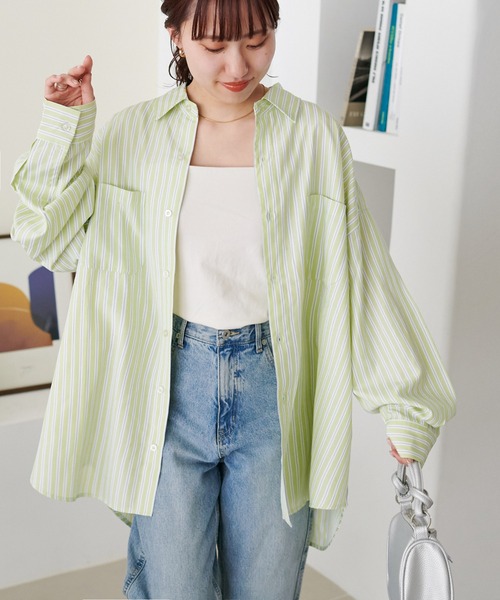 DISCOAT（ディスコート）の「【WEB限定】アソートストライプシャツ《ユニセックス》（シャツ/ブラウス・レディース・ネイビー/ミント/ブルー/グリーン系その他/グリーン系その他2・FREE）」の16枚目の写真