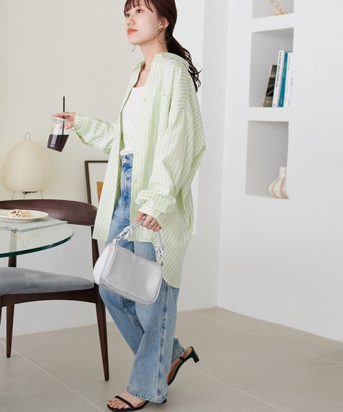 DISCOAT（ディスコート）の「【WEB限定】アソートストライプシャツ《ユニセックス》（シャツ/ブラウス・レディース・ネイビー/ミント/ブルー/グリーン系その他/グリーン系その他2・FREE）」の6枚目の写真