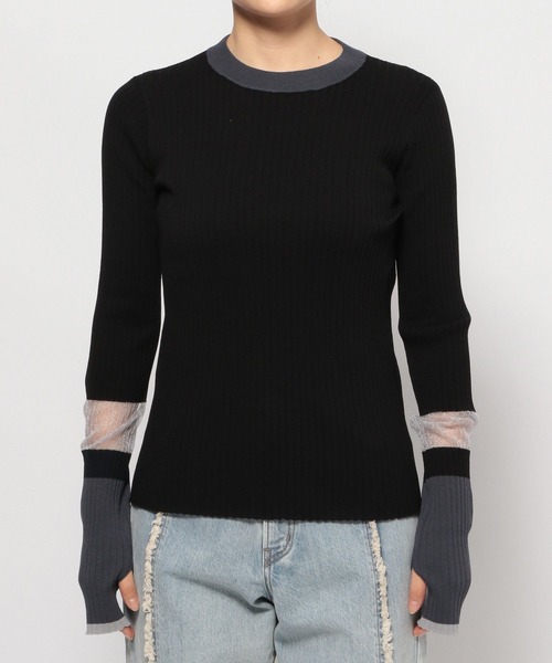 LOWRYS FARM（ローリーズファーム）の「シアーイソザイニットＬＳ 105109（ニット/セーター・レディース・レッド/ネイビー/ブラック・FREE）」の22枚目の写真