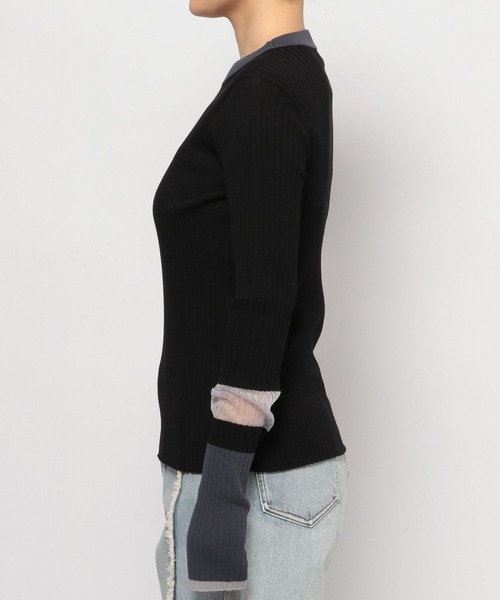 LOWRYS FARM（ローリーズファーム）の「シアーイソザイニットＬＳ 105109（ニット/セーター・レディース・レッド/ネイビー/ブラック・FREE）」の21枚目の写真