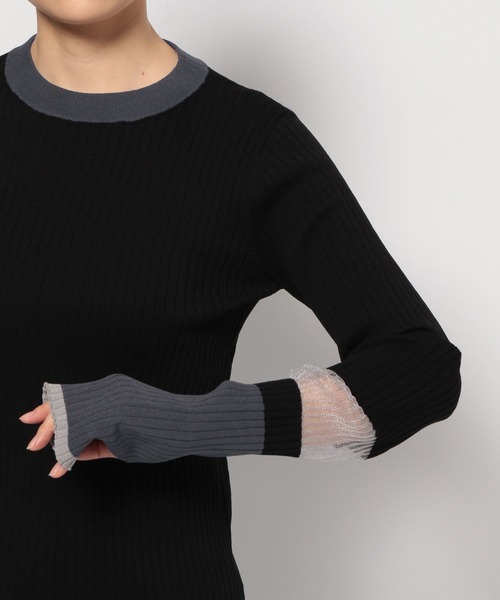 LOWRYS FARM（ローリーズファーム）の「シアーイソザイニットＬＳ 105109（ニット/セーター・レディース・レッド/ネイビー/ブラック・FREE）」の18枚目の写真