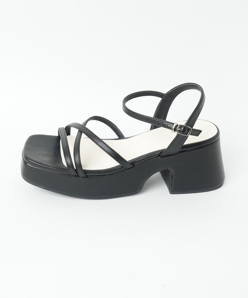 WEGO（ウィゴー）の「WEGO/バルキーヒール細ストラップサンダル（サンダル・レディース・ブラック/インディゴブルー・MEDIUM/LARGE）」の10枚目の写真