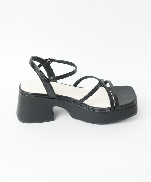 WEGO（ウィゴー）の「WEGO/バルキーヒール細ストラップサンダル（サンダル・レディース・ブラック/インディゴブルー・MEDIUM/LARGE）」の11枚目の写真