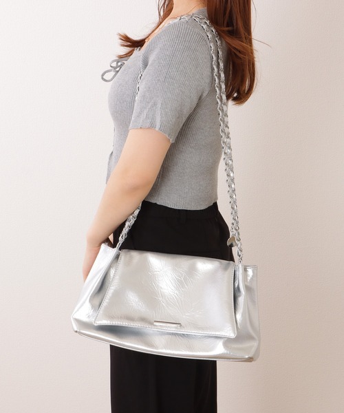 Lace Ladies(レースレディース)の「チェーンストラップ付き フラップ ショルダー バッグ(ショルダーバッグ・レディース・シルバー/ブラック/アイボリー・FREE)」の22枚目の写真