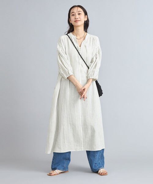 coen（コーエン）の「接触冷感リネンレーヨンスキッパーシャツワンピース（シャツワンピース・レディース・ナチュラル/ダークグレー/その他1・FREE）」の3枚目の写真