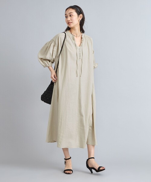 coen（コーエン）の「接触冷感リネンレーヨンスキッパーシャツワンピース（シャツワンピース・レディース・ナチュラル/ダークグレー/その他1・FREE）」の2枚目の写真