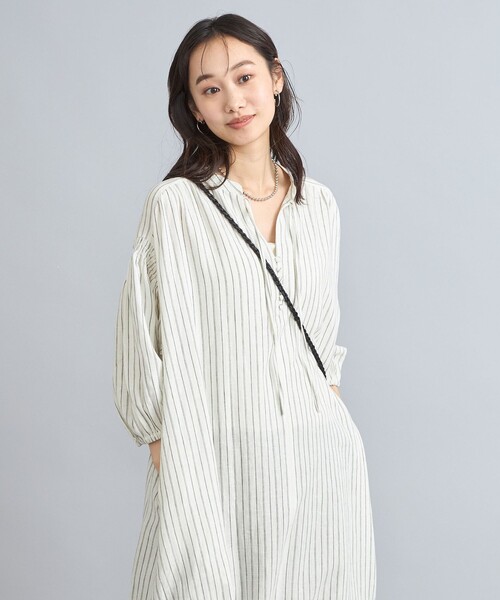 coen（コーエン）の「接触冷感リネンレーヨンスキッパーシャツワンピース（シャツワンピース・レディース・ナチュラル/ダークグレー/その他1・FREE）」の5枚目の写真