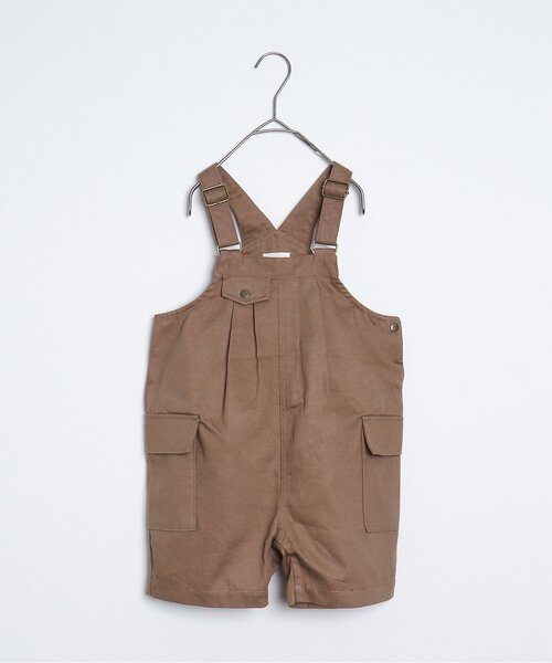p.premier(ピードットプルミエ)の「ハーフ丈のオーバーオール(サロペット/オーバーオール・キッズ・ブラウン/チャコール/アイボリー・90/100/110/120/140)」の1枚目の写真