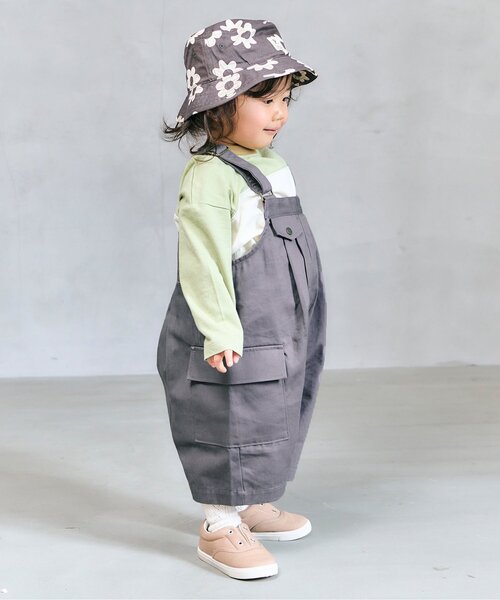 p.premier(ピードットプルミエ)の「ハーフ丈のオーバーオール(サロペット/オーバーオール・キッズ・ブラウン/チャコール/アイボリー・90/100/110/120/140)」の14枚目の写真