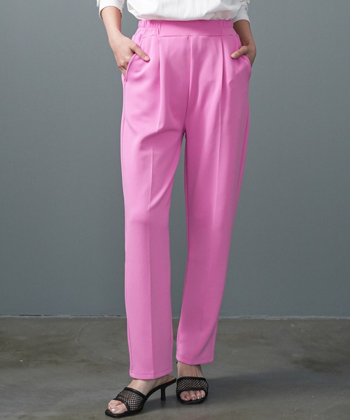 mili an deni(ミリアンデニ)の「TPUテーパードパンツ(スラックス・レディース・ブラック/ピンク/ネイビー/アイボリー・M/L)」の4枚目の写真