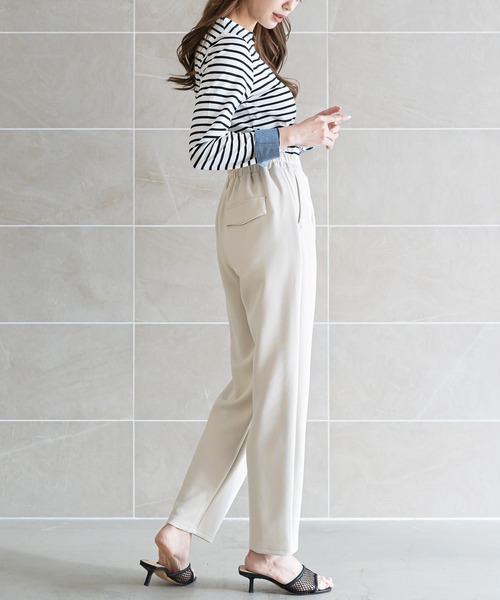 mili an deni(ミリアンデニ)の「TPUテーパードパンツ(スラックス・レディース・ブラック/ピンク/ネイビー/アイボリー・M/L)」の7枚目の写真