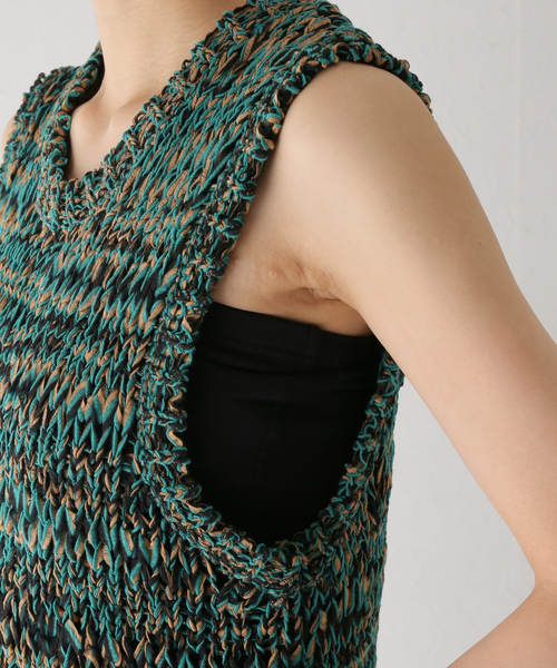 JOURNAL STANDARD（ジャーナルスタンダード）の「イタリーヤーンミックスベスト（ベスト・レディース・グリーン/イエロー・FREE）」の9枚目の写真