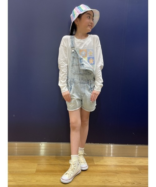 GAP（ギャップ）の「デニム ショートオール (キッズ)（サロペット