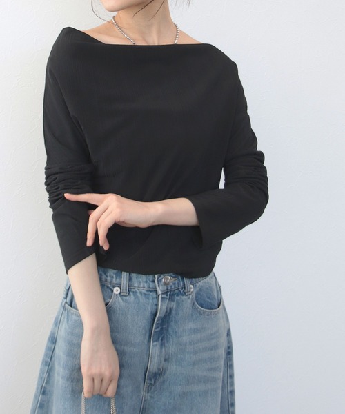 TITE IN THE STORE(ティテ インザ ストア)の「【AGAWD/アガウド】オフショルダーリブプルオーバー(Tシャツ/カットソー・レディース・オフホワイト/ブラック・38)」の2枚目の写真