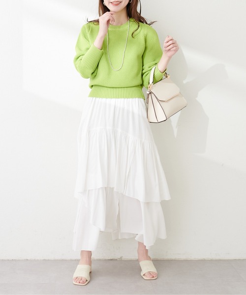 natural couture(ナチュラルクチュール)の「メッシュ編みスポンディッシュニット(ニット/セーター・レディース・チャコールグレー/オフホワイト/ピンク/グリーン・FREE)」の18枚目の写真