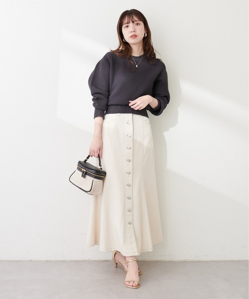 natural couture(ナチュラルクチュール)の「メッシュ編みスポンディッシュニット(ニット/セーター・レディース・チャコールグレー/オフホワイト/ピンク/グリーン・FREE)」の13枚目の写真