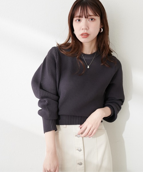 natural couture(ナチュラルクチュール)の「メッシュ編みスポンディッシュニット(ニット/セーター・レディース・チャコールグレー/オフホワイト/ピンク/グリーン・FREE)」の11枚目の写真