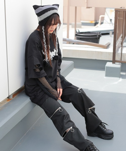 SPINNS（スピンズ）の「長袖メッシュカットソー（Tシャツ/カットソー・レディース・アイボリー/ブラック/ブルー/ライトグリーン/ピンク・ONESIZE）」の13枚目の写真