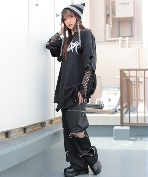 SPINNS（スピンズ）の「長袖メッシュカットソー（Tシャツ/カットソー・レディース・アイボリー/ブラック/ブルー/ライトグリーン/ピンク・ONESIZE）」の12枚目の写真