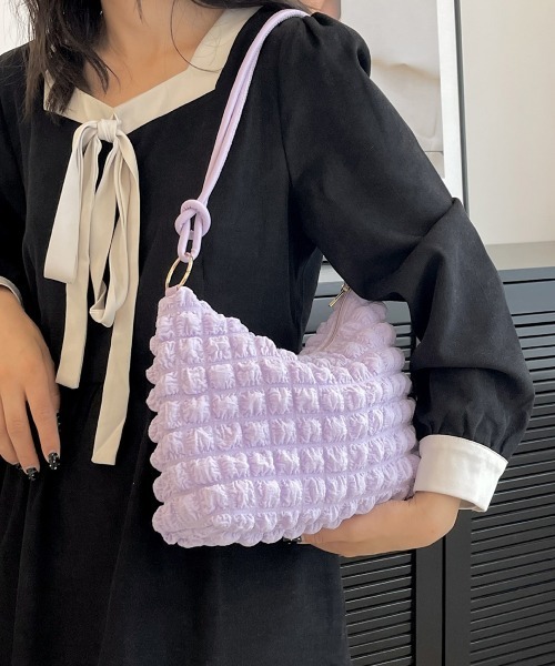Miniministore（ミニミニストア）の「ショルダーバッグ ポップコーンぽこぽこ鞄（ショルダーバッグ・レディース・ラベンダー/アイボリー/ピンク/ブラック/ダークブラウン/ミント/ブルー・FREE）」の6枚目の写真