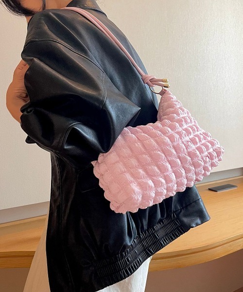 Miniministore（ミニミニストア）の「ショルダーバッグ ポップコーンぽこぽこ鞄（ショルダーバッグ・レディース・ラベンダー/アイボリー/ピンク/ブラック/ダークブラウン/ミント/ブルー・FREE）」の7枚目の写真