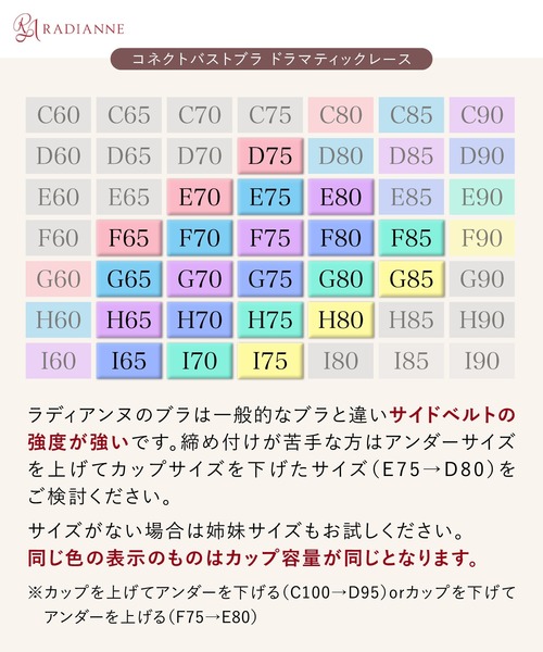 RADIANNE(ラディアンヌ)の「【重いバストから解放/大きい胸の補正ブラ】コネクトバストブラ ドラマティックレース/【ブラジャー単体】(ブラジャー・レディース・ベージュ/パープル/ネイビー/ピンク/グリーン/ブラック・D75/E70/E75/E80/F65/F70/F75/F80/F85/G65/G70/G75/G80/H70/H75/H80/I65/I70/I75/H65/G85)」の7枚目の写真