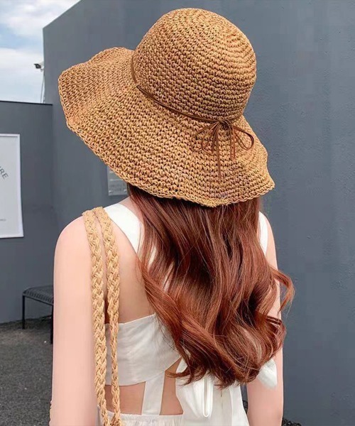 Miniministore（ミニミニストア）の「麦わら帽子 レディース 折たたみ（ハット・レディース・グレー/ネイビー/ピンクベージュ/キャメル/ベージュ・FREE）」の4枚目の写真