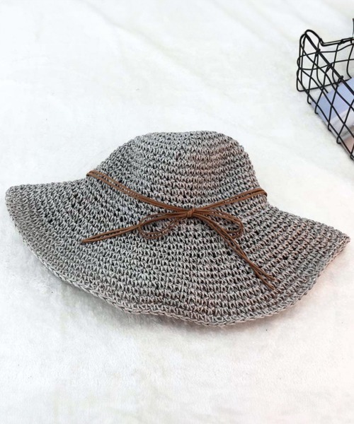 Miniministore（ミニミニストア）の「麦わら帽子 レディース 折たたみ（ハット・レディース・グレー/ネイビー/ピンクベージュ/キャメル/ベージュ・FREE）」の2枚目の写真