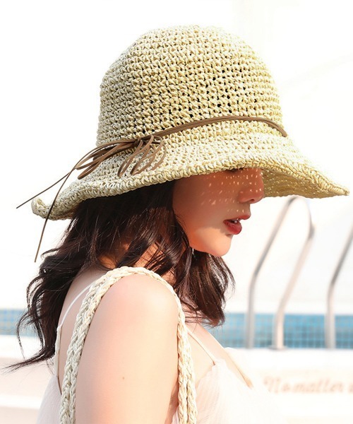 Miniministore（ミニミニストア）の「麦わら帽子 レディース 折たたみ（ハット・レディース・グレー/ネイビー/ピンクベージュ/キャメル/ベージュ・FREE）」の6枚目の写真