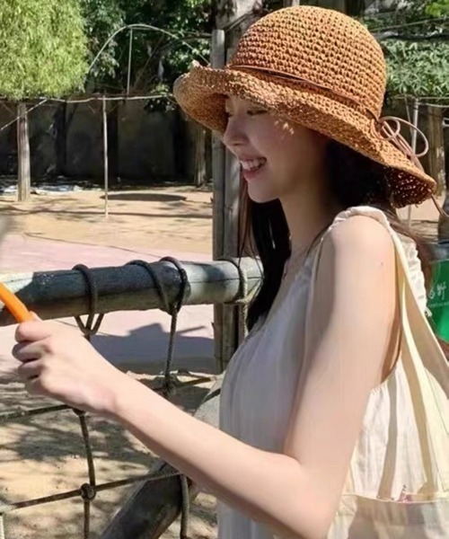 Miniministore（ミニミニストア）の「麦わら帽子 レディース 折たたみ（ハット・レディース・グレー/ネイビー/ピンクベージュ/キャメル/ベージュ・FREE）」の8枚目の写真