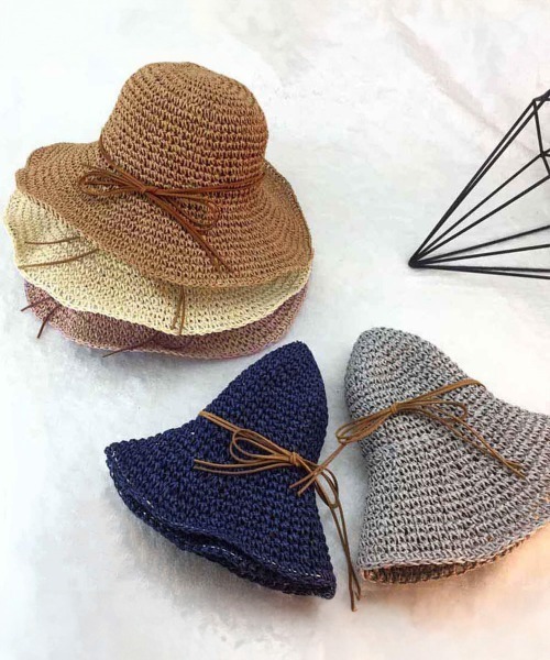 Miniministore（ミニミニストア）の「麦わら帽子 レディース 折たたみ（ハット・レディース・グレー/ネイビー/ピンクベージュ/キャメル/ベージュ・FREE）」の9枚目の写真