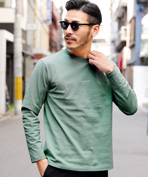jiggys shop(ジギーズショップ)の「ミドルウエイトロゴ刺繍ロンT 長袖Tシャツ カットソー(Tシャツ/カットソー・メンズ・ミント/ホワイト/ブラック・LARGE/MEDIUM)」の1枚目の写真