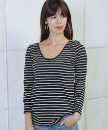 AZUL by moussy | 40/-タンブラー天竺カットオフV/N長袖PO(Tシャツ/カットソー)