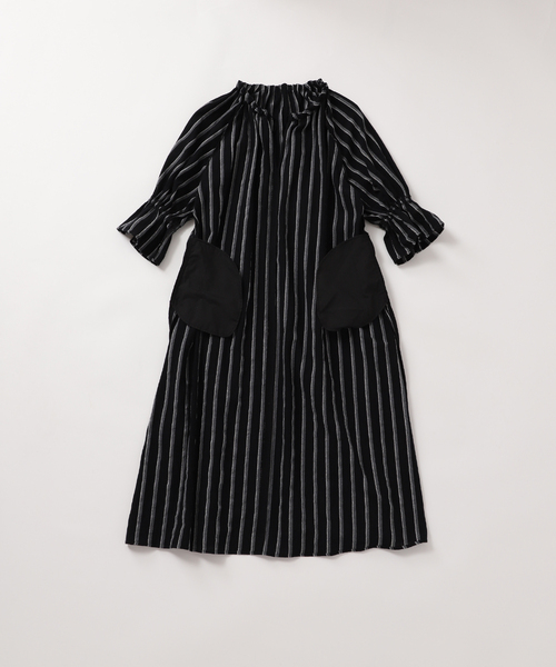 JOURNAL STANDARD(ジャーナルスタンダード)の「ソフトストライプワンピース(ワンピース・レディース・ブラック系その他/レッド系その他/チョコ・36/38)」の4枚目の写真