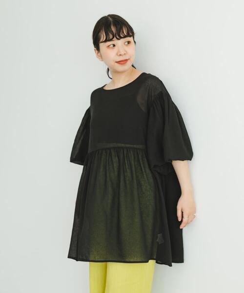 ITEMS URBANRESEARCH（アイテムズ アーバンリサーチ）の「シアーティアードブラウス（シャツ/ブラウス・レディース・ブラック/ホワイト系その他・FREE）」の2枚目の写真