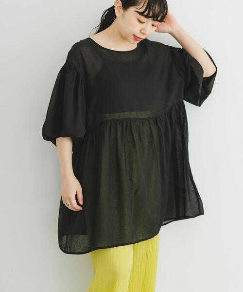 ITEMS URBANRESEARCH（アイテムズ アーバンリサーチ）の「シアーティアードブラウス（シャツ/ブラウス・レディース・ブラック/ホワイト系その他・FREE）」の7枚目の写真