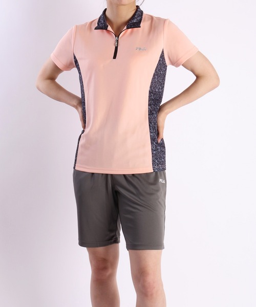FILA 花柄　上下セット FILA パウダーメッシュ 小花柄 切替ハーフジップT＆ハーフ