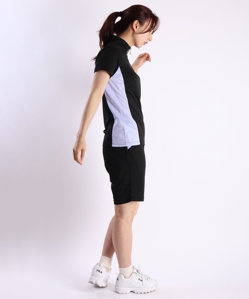 FILA 花柄　上下セット FILA パウダーメッシュ 小花柄 切替ハーフジップT＆ハーフ