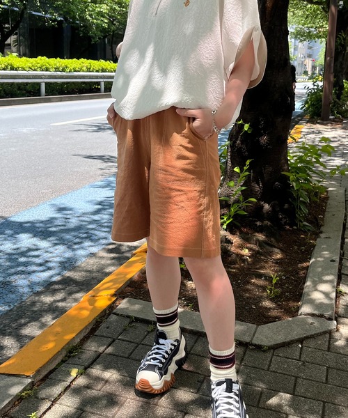 DOUBLE NAME（ダブルネーム）の「微配色綿麻クライミングパンツ（その他パンツ・レディース・レッド/ブラック/カーキ/オレンジ・FREE）」の4枚目の写真