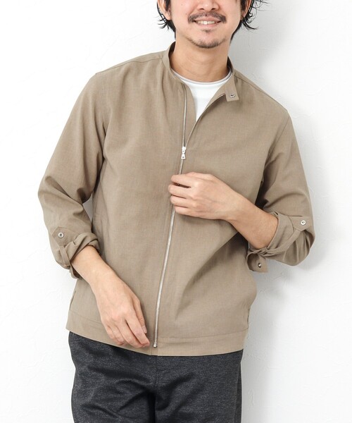 NOLLEY’S（ノーリーズ）の「《接触冷感》EVALET シングルライダースシャツ（ブルゾン・メンズ・ベージュ/インディゴブルー/ネイビー/グレイッシュブルー/オリーブ・XL/L/M/S）」の2枚目の写真