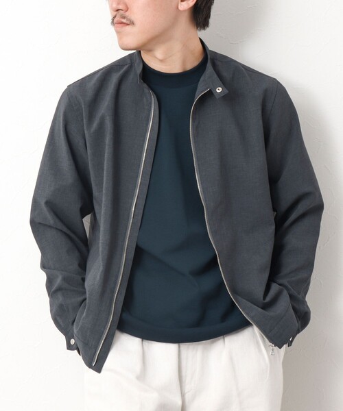 NOLLEY’S（ノーリーズ）の「《接触冷感》EVALET シングルライダースシャツ（ブルゾン・メンズ・ベージュ/インディゴブルー/ネイビー/グレイッシュブルー/オリーブ・XL/L/M/S）」の5枚目の写真