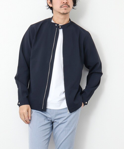 NOLLEY’S（ノーリーズ）の「《接触冷感》EVALET シングルライダースシャツ（ブルゾン・メンズ・ベージュ/インディゴブルー/ネイビー/グレイッシュブルー/オリーブ・XL/L/M/S）」の6枚目の写真